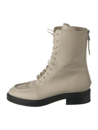 Pre-owned Aeyde Leather Lace-up Boots In Neutral