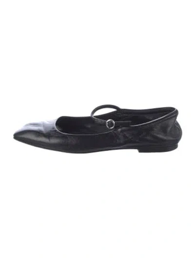 Pre-owned Aeyde Leather Mary Jane Flats In Black