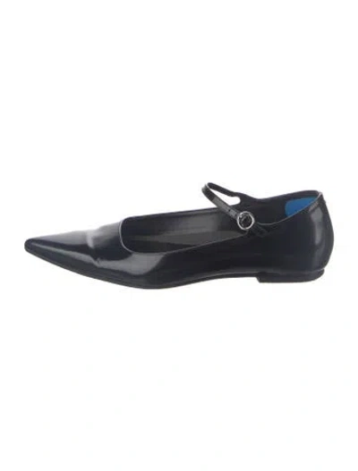 Pre-owned Aeyde Leather Mary Jane Flats In Black