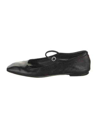 Pre-owned Aeyde Leather Mary Jane Flats In Black