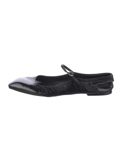 Pre-owned Aeyde Leather Mary Jane Flats In Black