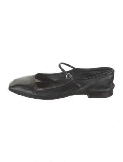 Pre-owned Aeyde Leather Mary Jane Flats In Black