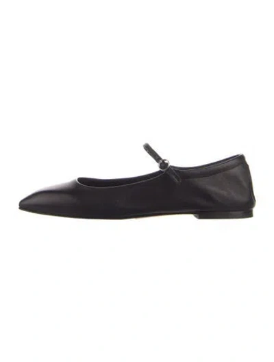 Pre-owned Aeyde Leather Mary Jane Flats In Black