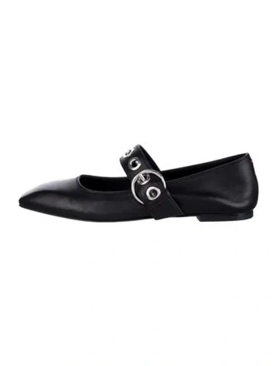 Pre-owned Aeyde Leather Mary Jane Flats In Black