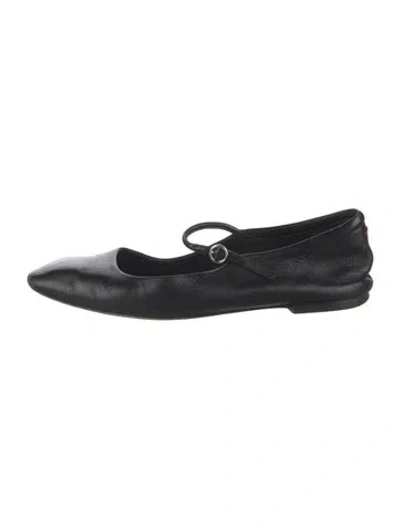 Pre-owned Aeyde Leather Mary Jane Flats In Black