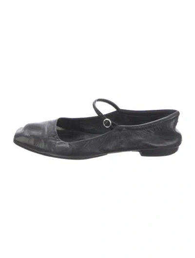 Pre-owned Aeyde Leather Mary Jane Flats In Black