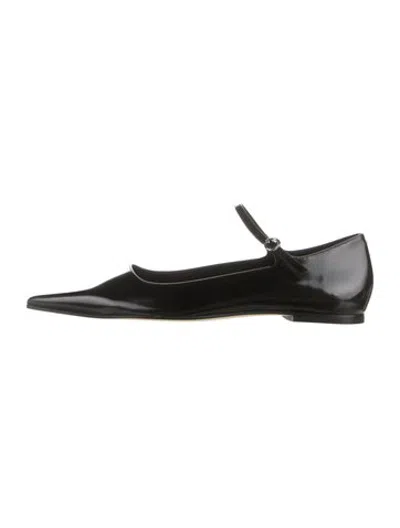 Pre-owned Aeyde Leather Mary Jane Flats In Black