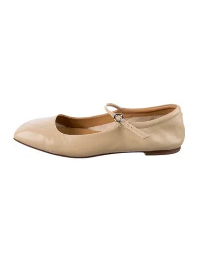 Pre-owned Aeyde Leather Mary Jane Flats In Neutral