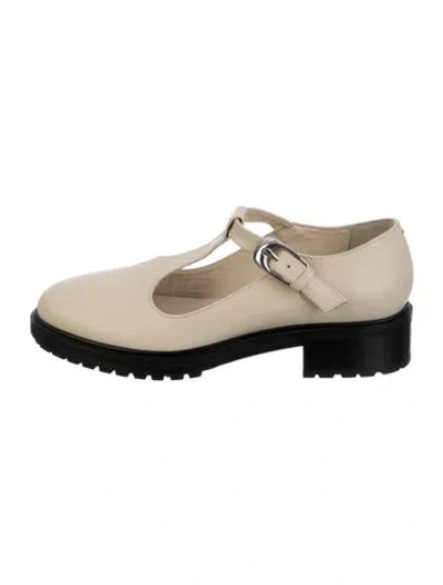 Pre-owned Aeyde Leather Mary Jane Flats In Neutrals