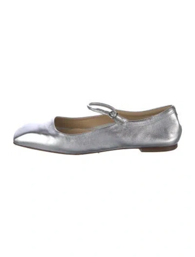 Pre-owned Aeyde Leather Mary Jane Flats In Silver