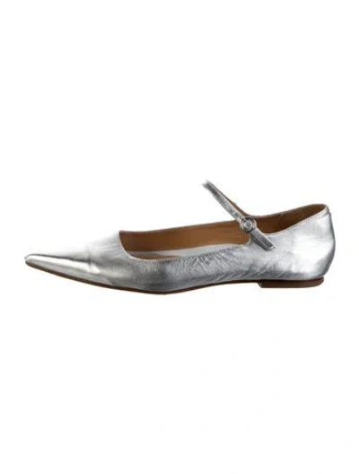 Pre-owned Aeyde Leather Mary Jane Flats In Silver