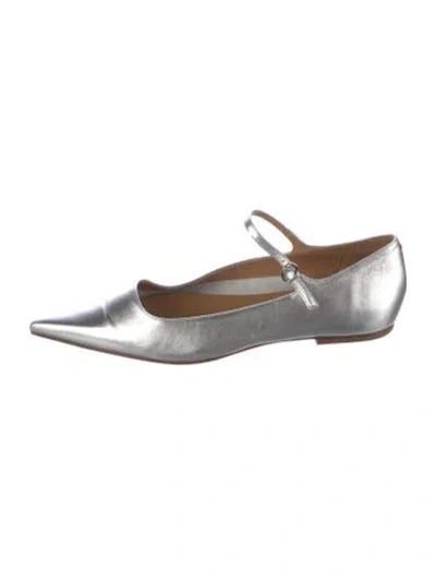 Pre-owned Aeyde Leather Mary Jane Flats In Silver