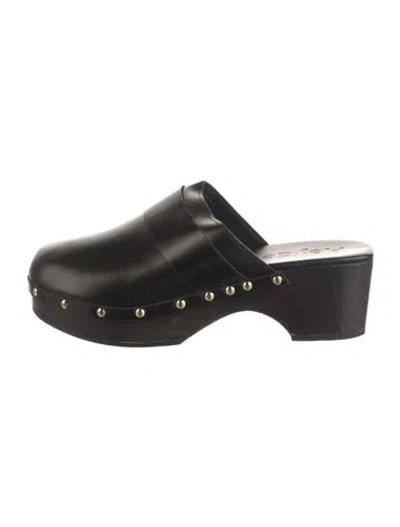 Pre-owned Aeyde Leather Mules In Black