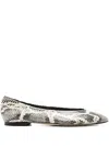 Aeyde Leather Pointed Ballet Flats In Animal Print