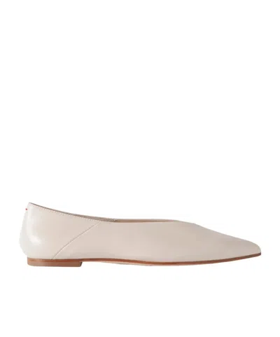 Aeyde Moa Leather Point-toe Flats In Cream