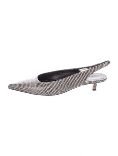 Pre-owned Aeyde Leather Printed Slingback Pumps In Black