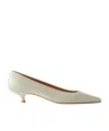 Aeyde Squaretoe Lowheel Leather Pumps In White