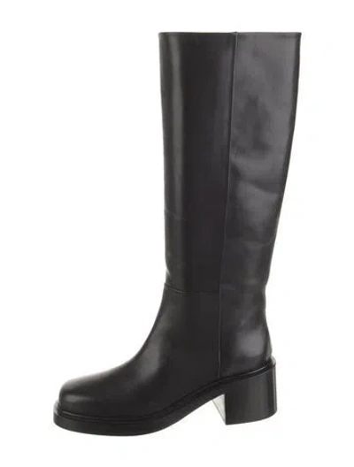 Pre-owned Aeyde Leather Riding Boots In Black