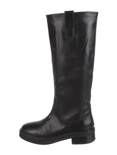 Pre-owned Aeyde Leather Riding Boots In Black