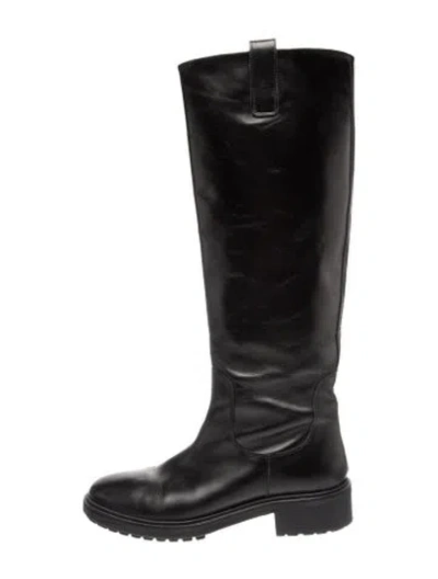 Pre-owned Aeyde Leather Riding Boots In Black