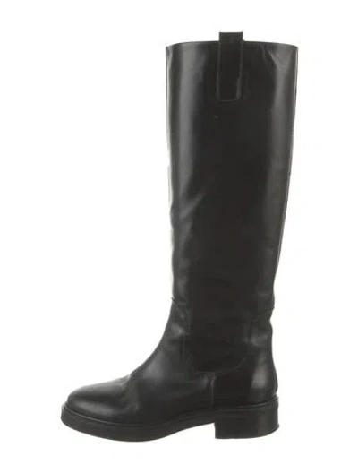 Pre-owned Aeyde Leather Riding Boots In Black