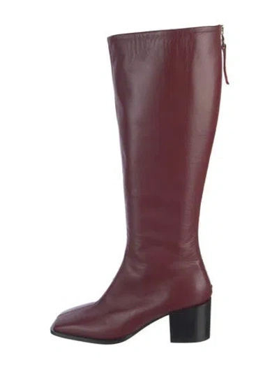 Pre-owned Aeyde Leather Riding Boots In Burgundy