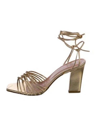 Pre-owned Aeyde Leather Sandals In Gold