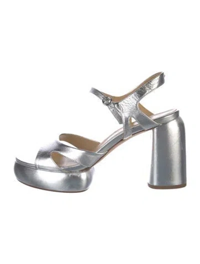 Pre-owned Aeyde Leather Sandals In Silver