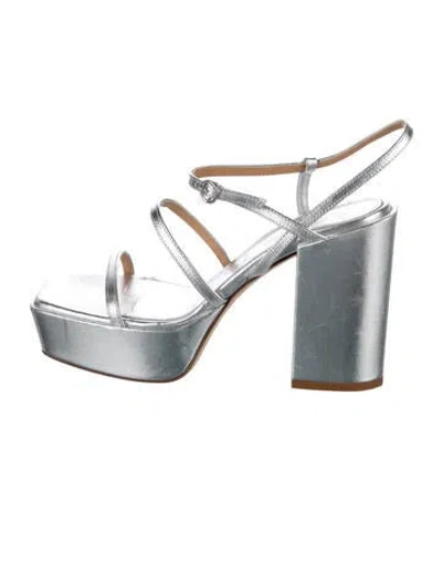 Pre-owned Aeyde Leather Sandals In Silver