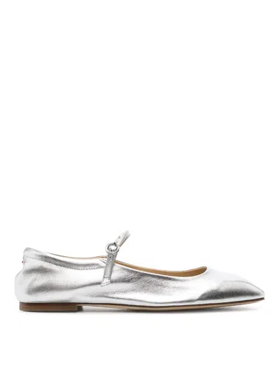 Aeyde Aline Babies Metallic Ballerina Shoes In Gray