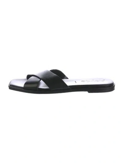 Pre-owned Aeyde Leather Slides In Black