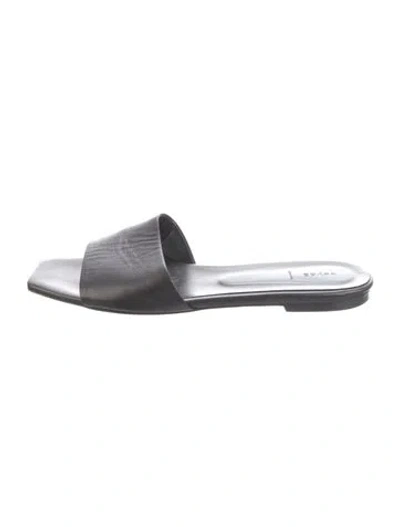 Pre-owned Aeyde Leather Slides In Black