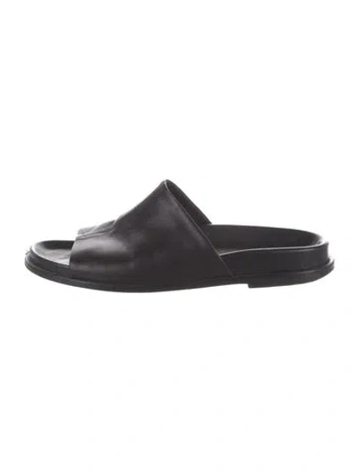 Pre-owned Aeyde Leather Slides In Black