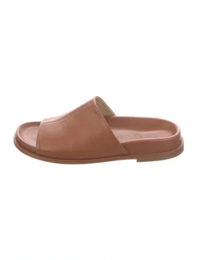 Pre-owned Aeyde Leather Slides In Brown