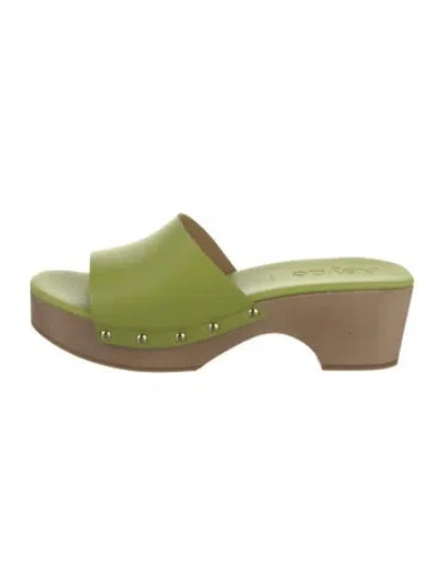 Pre-owned Aeyde Leather Slides In Green