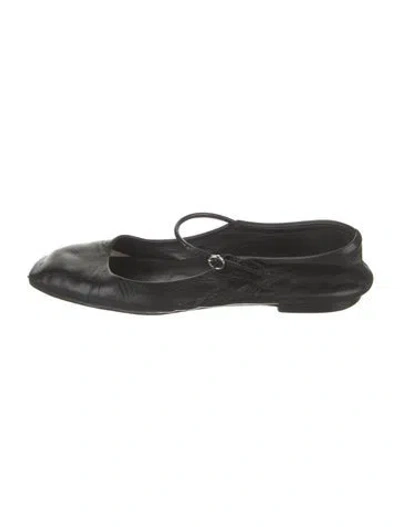 Pre-owned Aeyde Leather Slingback Flats In Black