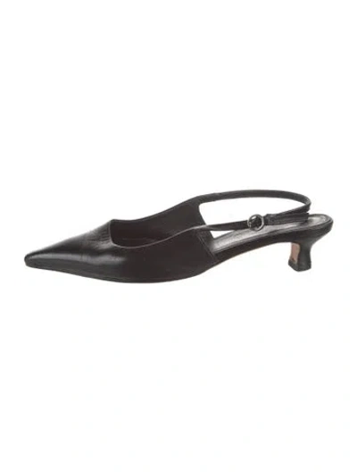 Pre-owned Aeyde Leather Slingback Flats In Black