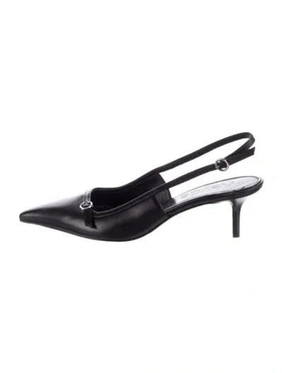 Pre-owned Aeyde Leather Slingback Flats In Black