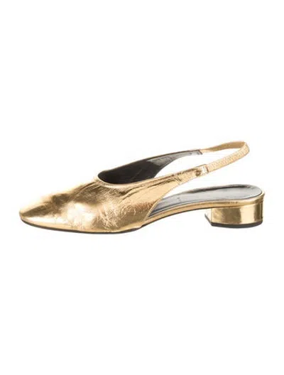 Pre-owned Aeyde Leather Slingback Flats In Gold