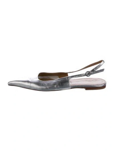 Pre-owned Aeyde Leather Slingback Flats In Silver