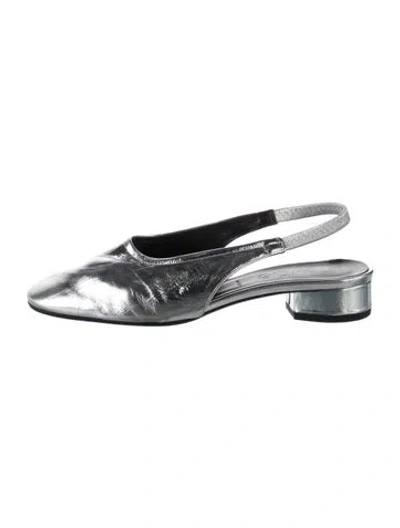 Pre-owned Aeyde Leather Slingback Flats In Silver
