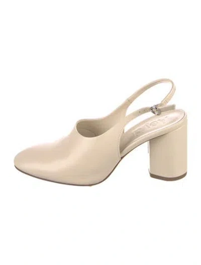 Pre-owned Aeyde Leather Slingback Pumps In Neutral