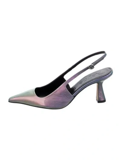Pre-owned Aeyde Leather Slingback Pumps In Purple