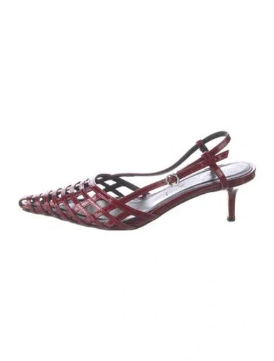 Pre-owned Aeyde Leather Slingback Pumps In Red