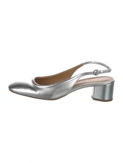 Pre-owned Aeyde Leather Slingback Pumps In Silver