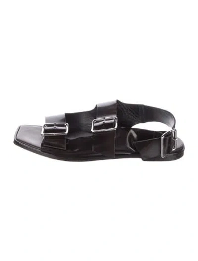 Pre-owned Aeyde Leather Slingback Sandals In Black