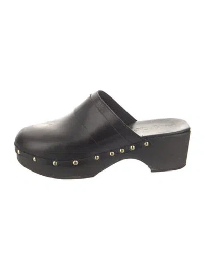 Pre-owned Aeyde Leather Studded Accents Mules In Black