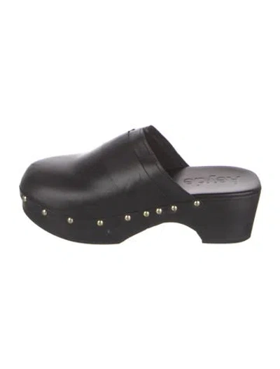 Pre-owned Aeyde Leather Studded Accents Mules In Black
