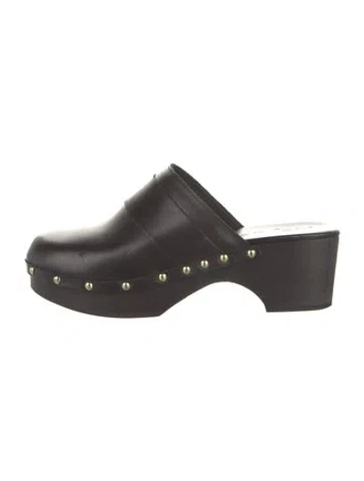 Pre-owned Aeyde Leather Studded Accents Mules In Black