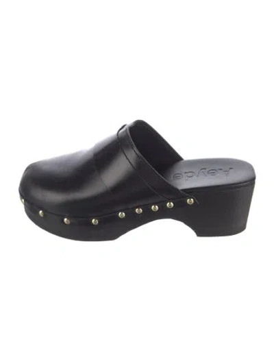 Pre-owned Aeyde Leather Studded Accents Mules In Black